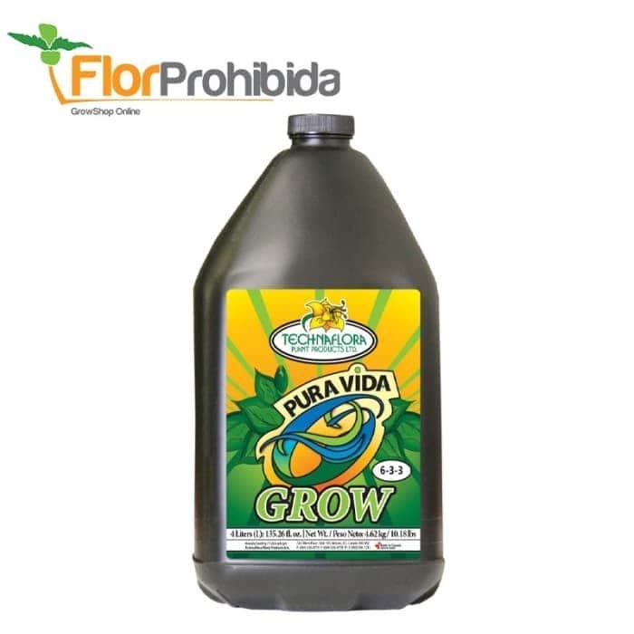 Pura Vida Grow de Technaflora, envase de 4L.