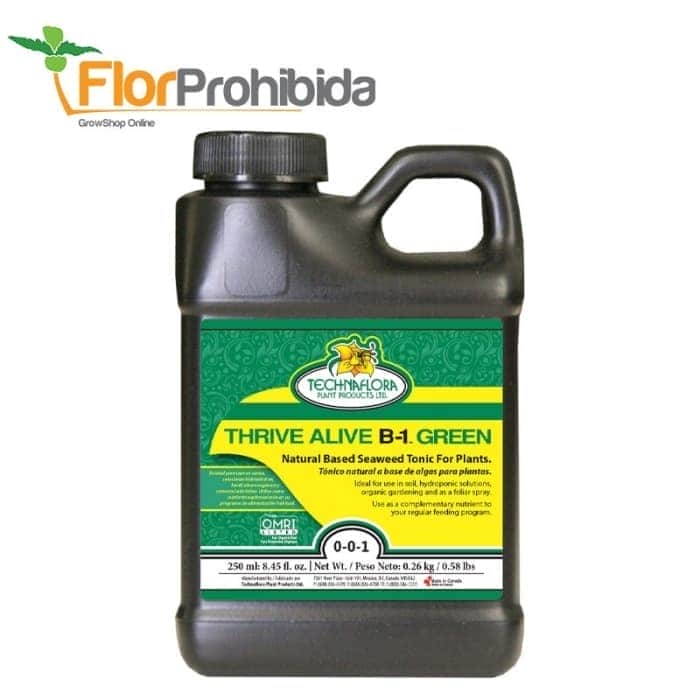 Thrive Alive B-1 Green de Technaflora, envase de 250ml.