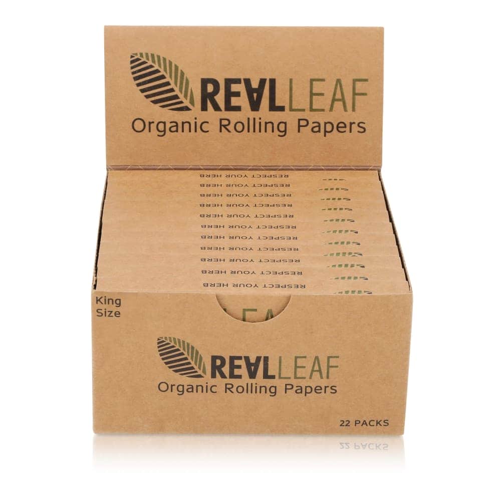 Expositor de frente del papel king size y filtros de Real Leaf