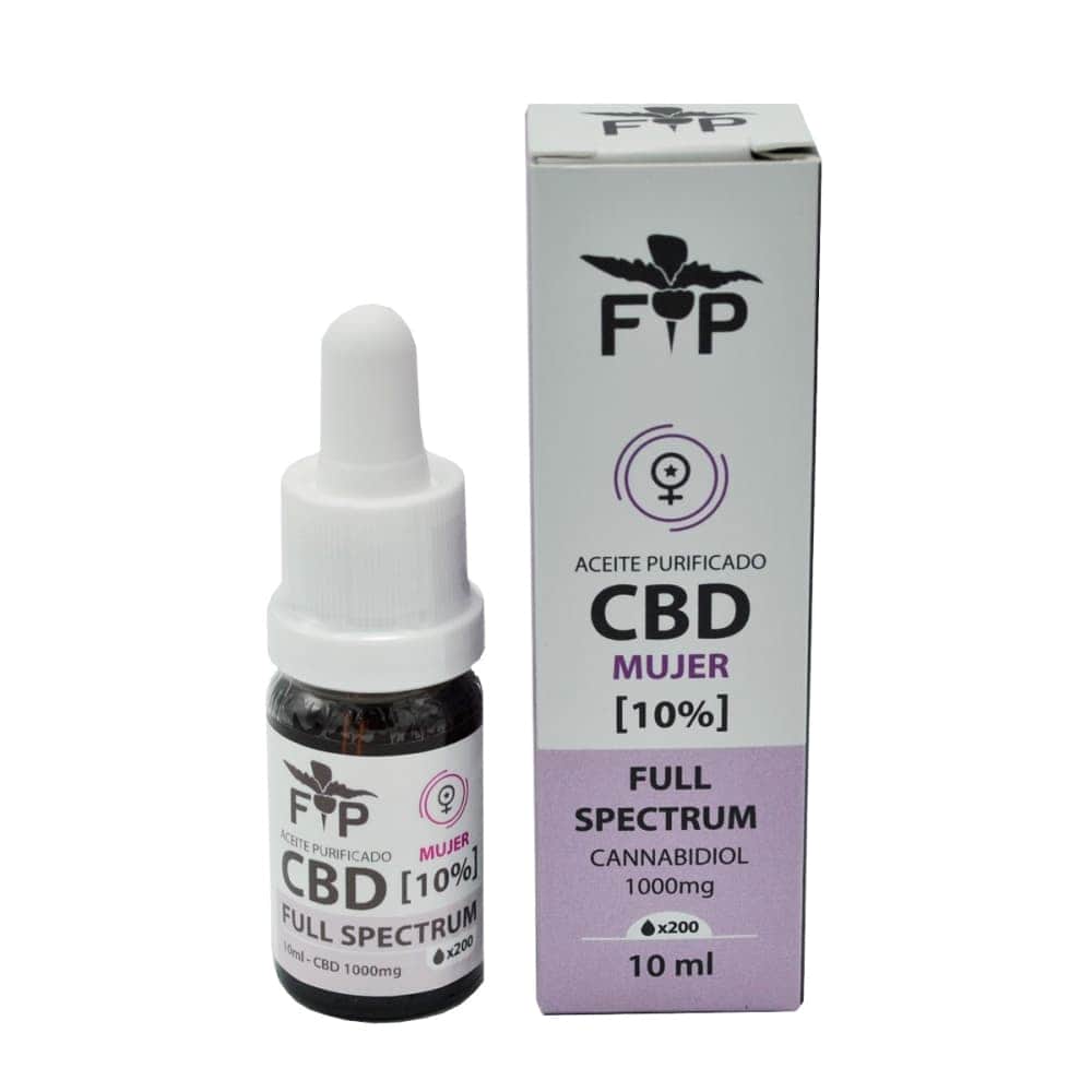 Aceite de CBD purificado Full Spectrum especial para mujer. Concentración del 10% CBD en envase de 10ml
