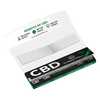 Papel de liar con CBD impregnado Green Verve Tamaño King Size. Librillo de 32 papeles y 32 boquillas