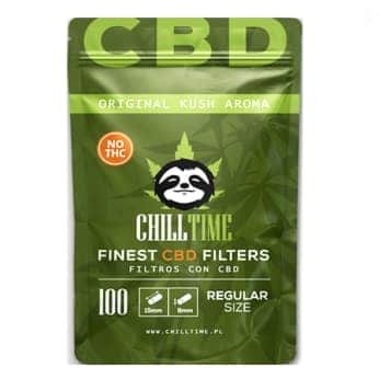 Filtros con CBD y aroma Original Kush de la marca Chill Time. Boquillas con CBD en formato regular de 8mm de diámetro