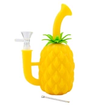 BONG SILICONA PIÑA PARA AGUA 17,80CM Modelo amarillo.