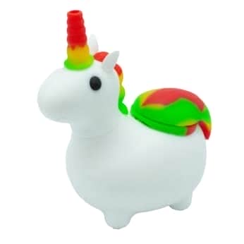 BONG SILICONA UNICORNIO PARA AGUA 12,45CM Modelo blanco.