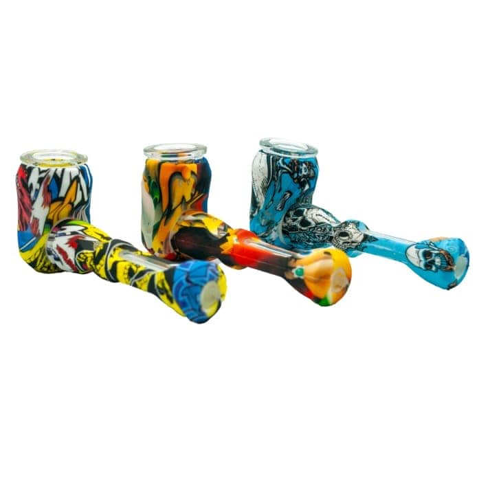 Pipa Popeye de silicona y cazoleta de cristal. Diferentes modelos a elegir.