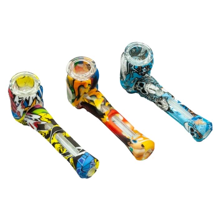 Pipa Popeye de silicona y cazoleta de cristal. Diferentes modelos a elegir. Vista aérea