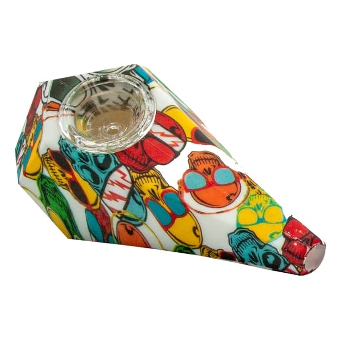 PIPA SILICONA DIBUJO CON CAZUELETA DE CRISTAL 11,5CM Pipa calaveras.
