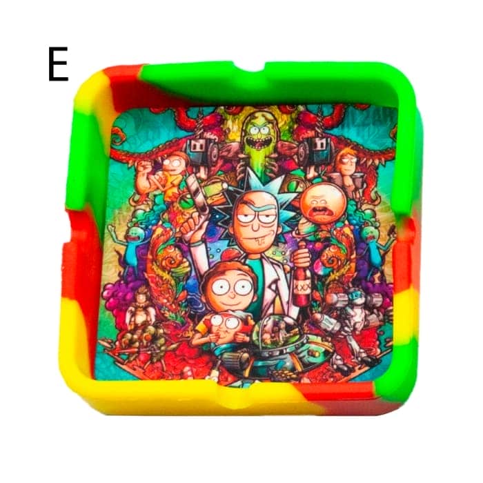 CENICERO SILICONA + TAPETE RICK Y MORTY Modelos individual.