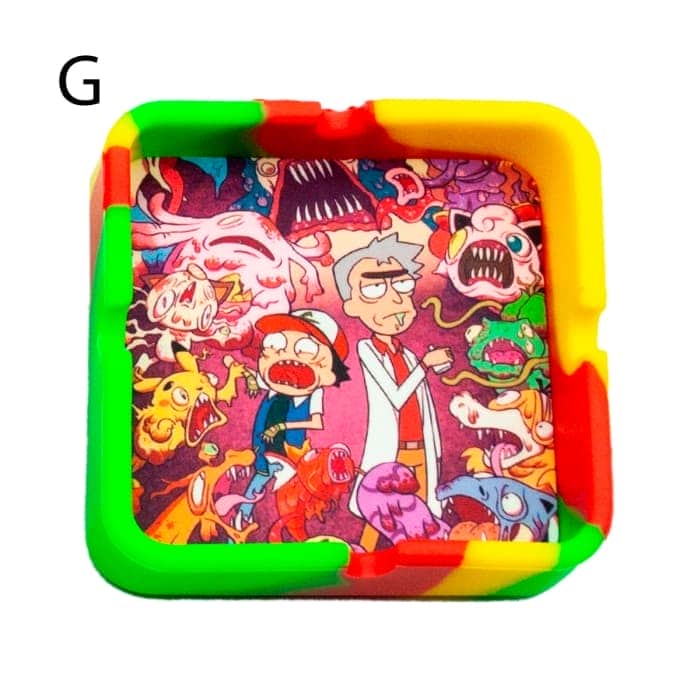 CENICERO SILICONA + TAPETE RICK Y MORTY Modelos individual.