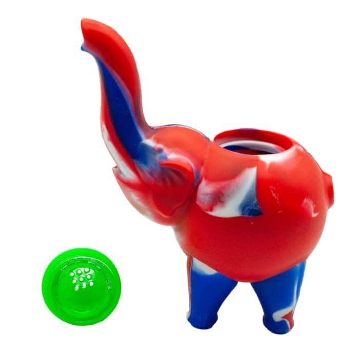 Pipa para fumar con forma de elefante y varias tramas de colores