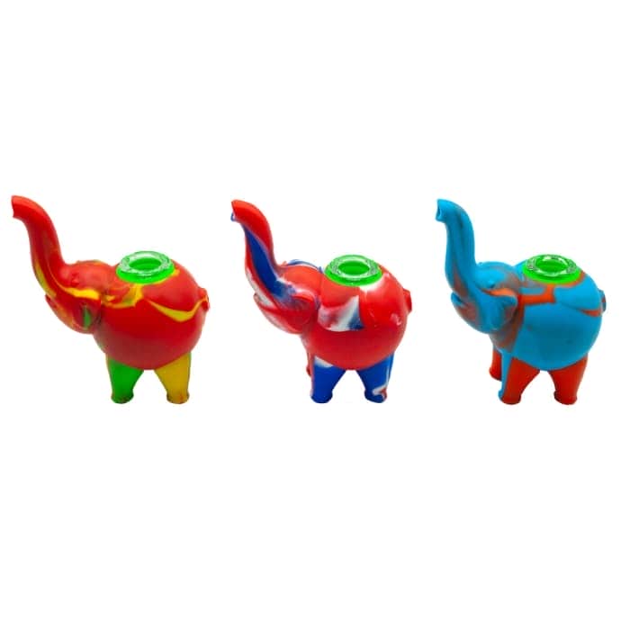 Pipa para fumar con forma de elefante y varias tramas de colores