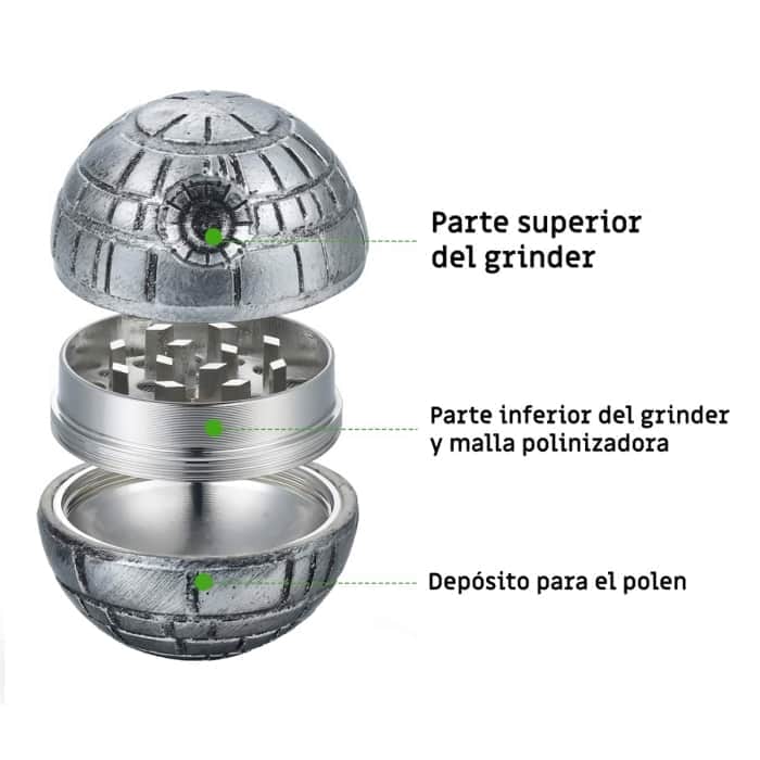 Grinder polinizador estrella de la muerte (Star Wars) de 3 partes