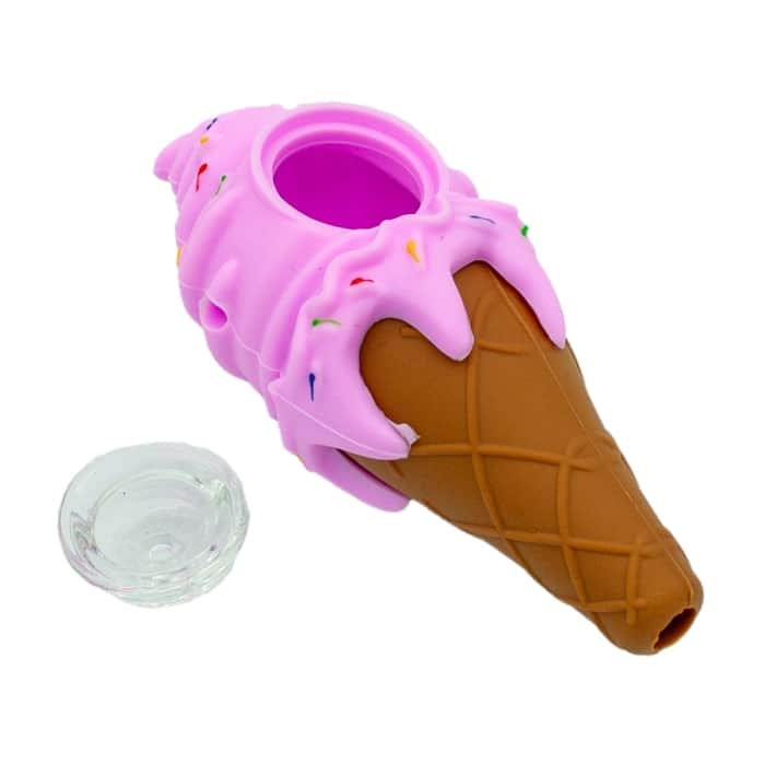 PIPA SILICONA HELADO 12CM Rosa desmontado.