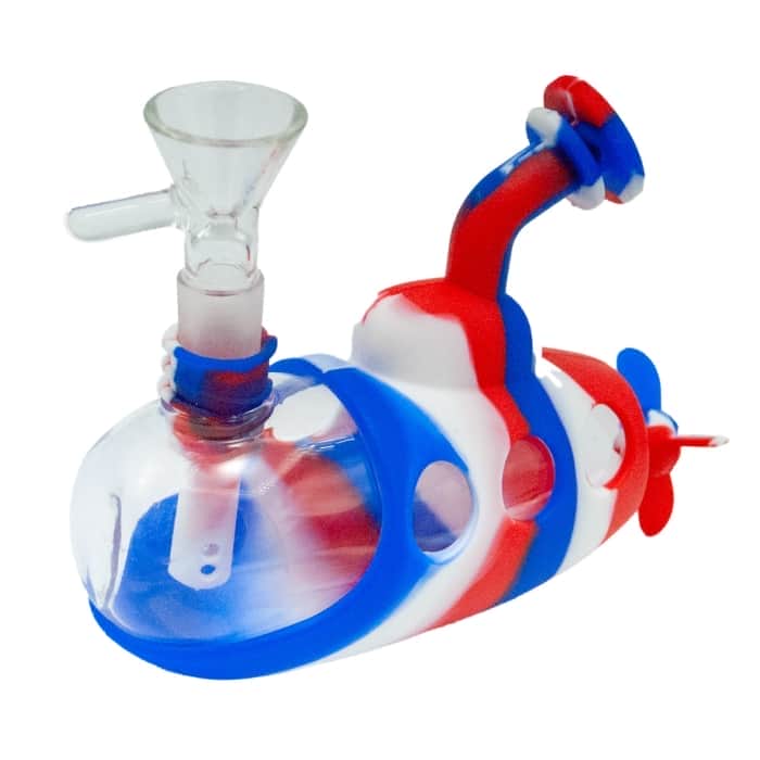 BONG SILICONA SUBMARINO PARA AGUA 11,4CM Modelo azul.
