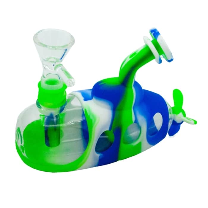 BONG SILICONA SUBMARINO PARA AGUA 11,4CM Verde.