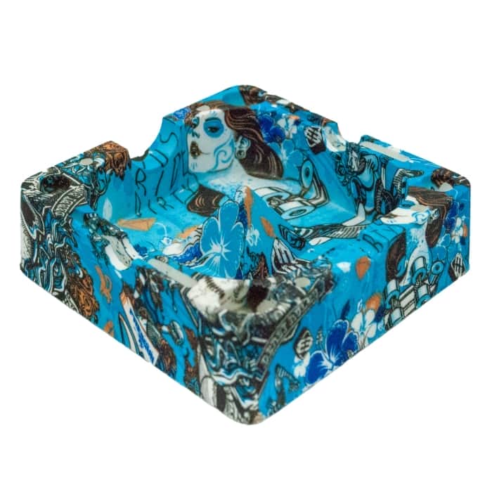 CENICERO SILICONA PREMIUM CUADRADO Color azul.