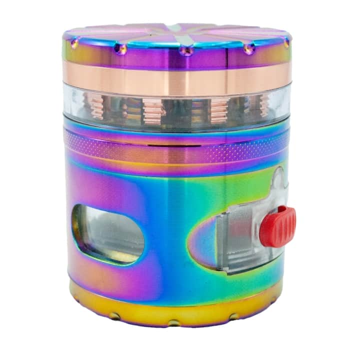 GRINDER GALAXIA CON BANDEJA 4 PARTES 62MM Picador con ventanas.