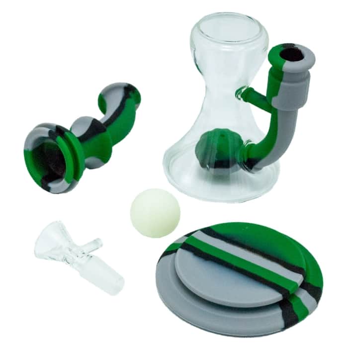 BONG SILICONA BOLA FLUORESCENTE La bola brilla en la oscuridad desmontado.
