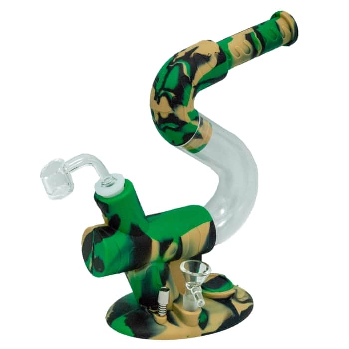Bong serpiente para yerba y concentrados y con colector de néctar. Colores verdes