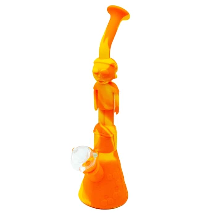 BONG SILICONA RICK Y MORTY 30,5CM Modelo naranja.
