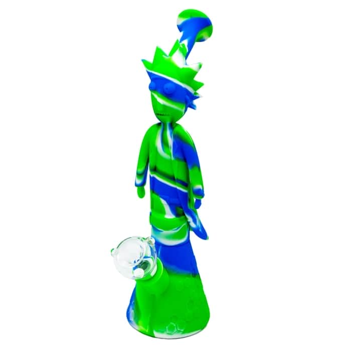 BONG SILICONA RICK Y MORTY 30,5CM Modelo verde.
