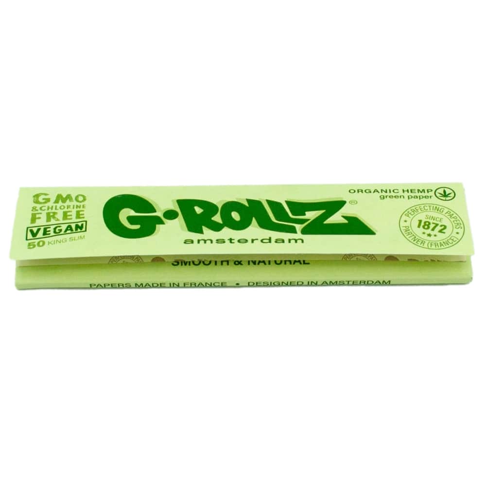 Papel orgánico verde hecho con cáñamo de la marca G-Rollz