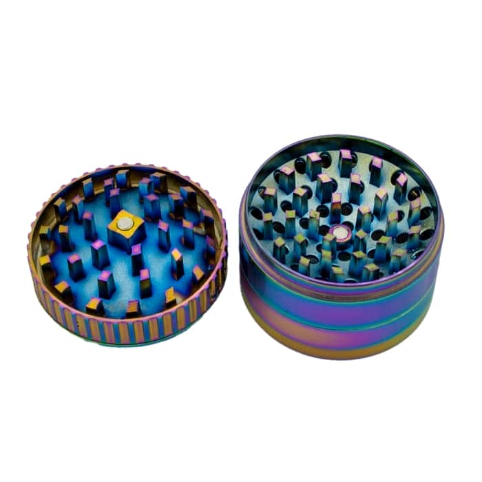 Grinder Magnifico Zoom abierto con polinizador y tapa con espejo. De 4 partes y 52MM diámetro