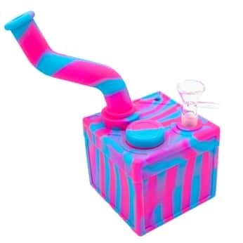 BONG SILICONA CUBO PARA AGUA 90MM de color rosa