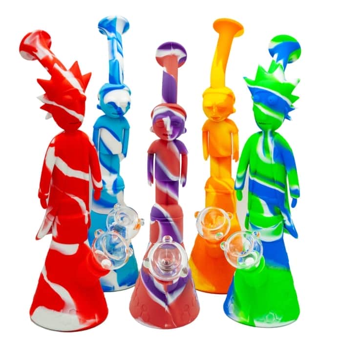 BONG SILICONA RICK Y MORTY 30,5CM DESMONTABLE EN PARTES. Diferentes modelos.