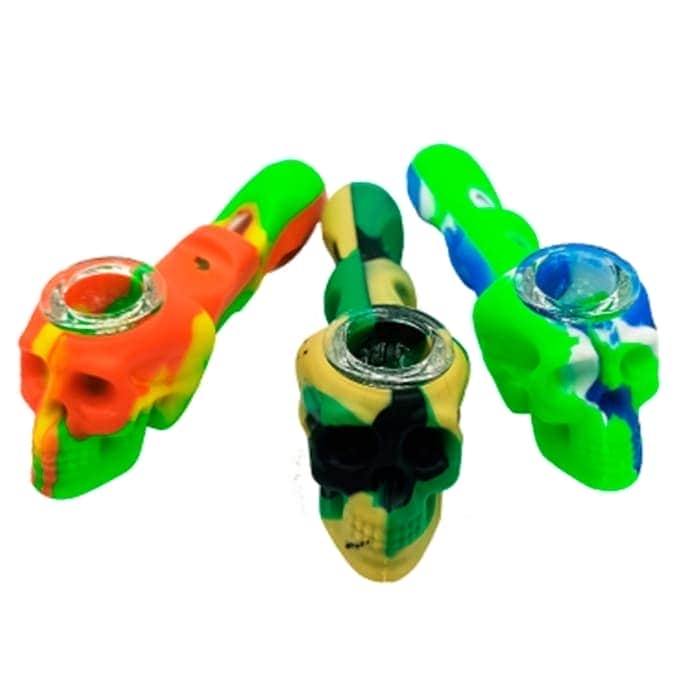 Pipa Silicona Calavera tamaño 12 centímetros