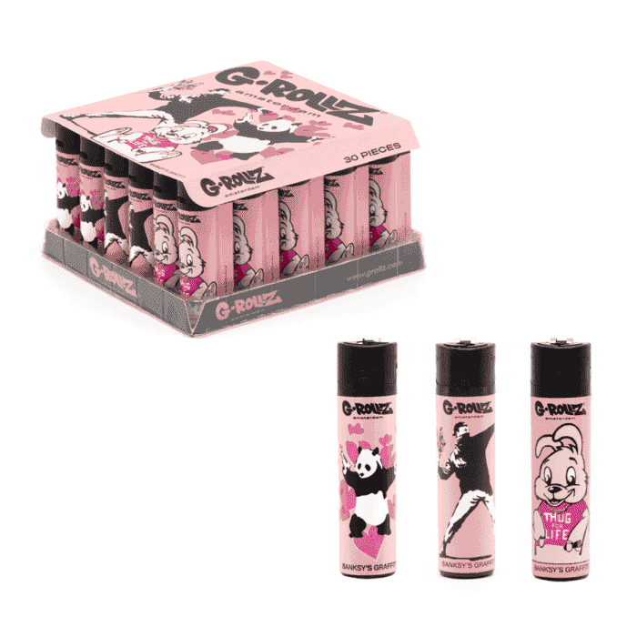 Mechero rosa Banksy. Tres modelos