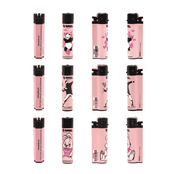 Mechero rosa Banksy. Tres modelos