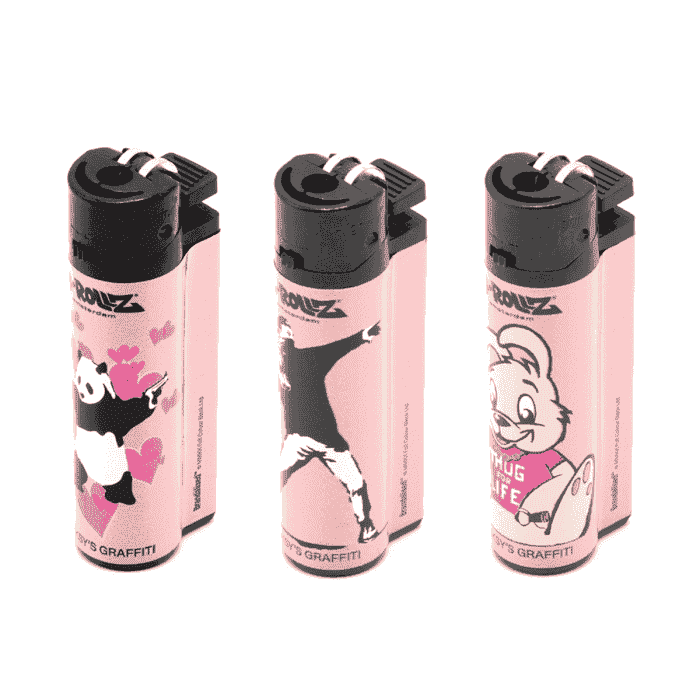 Mechero rosa Banksy. Tres modelos