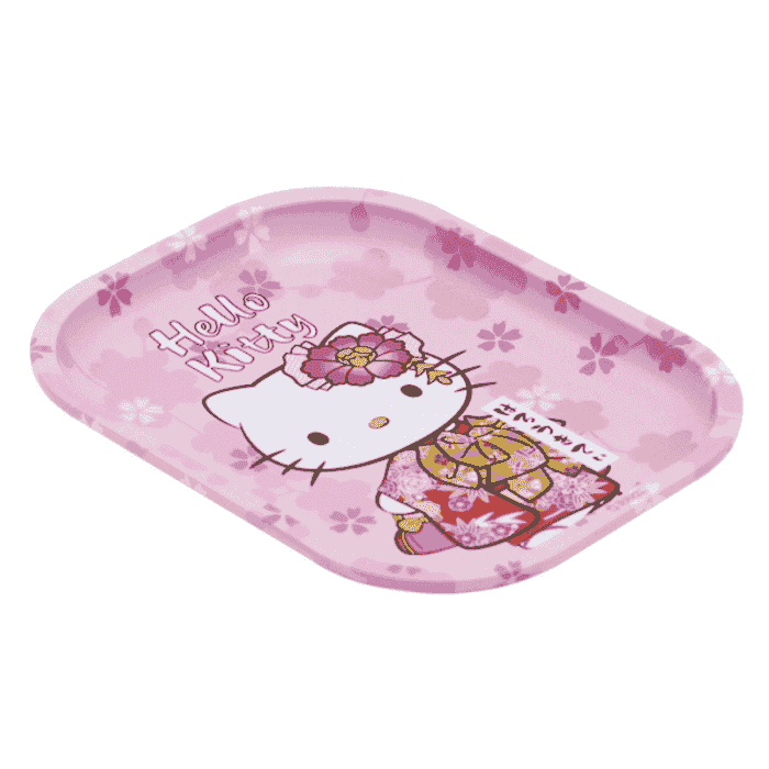 Bandeja de metal con motivo de Hellow Kitty Kimono en rosa. Marca G-Rollz