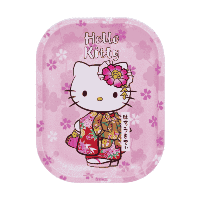 Bandeja de metal con motivo de Hellow Kitty Kimono en rosa. Marca G-Rollz