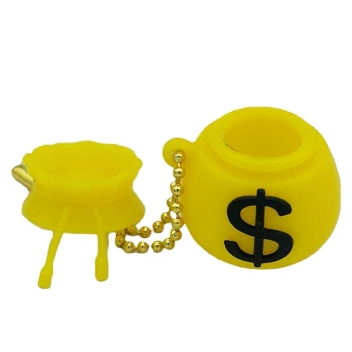 Bote silicona. Saco dinero. 5,4 cm. Amarillo abierto