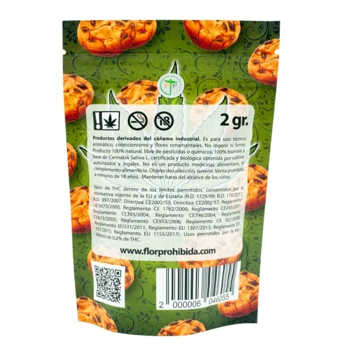 Bolsa trasera de cookies Kush FP. Envase de 2 gramos