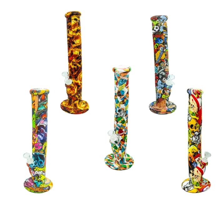 BONG SILICONA PARA AGUA 36CM modelos dibujos.