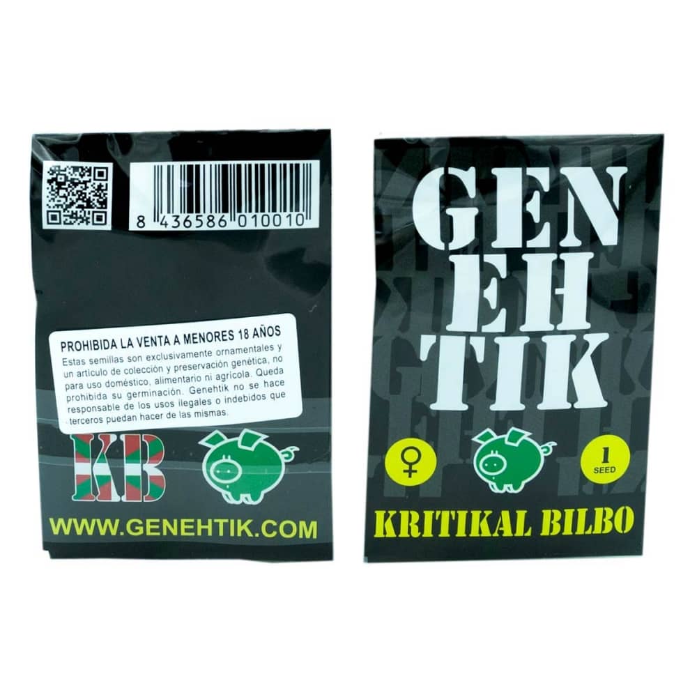 Paquete de semillas de Genehtik Kritikal Bilbo en formatos de 1, 5 y 25 semillas
