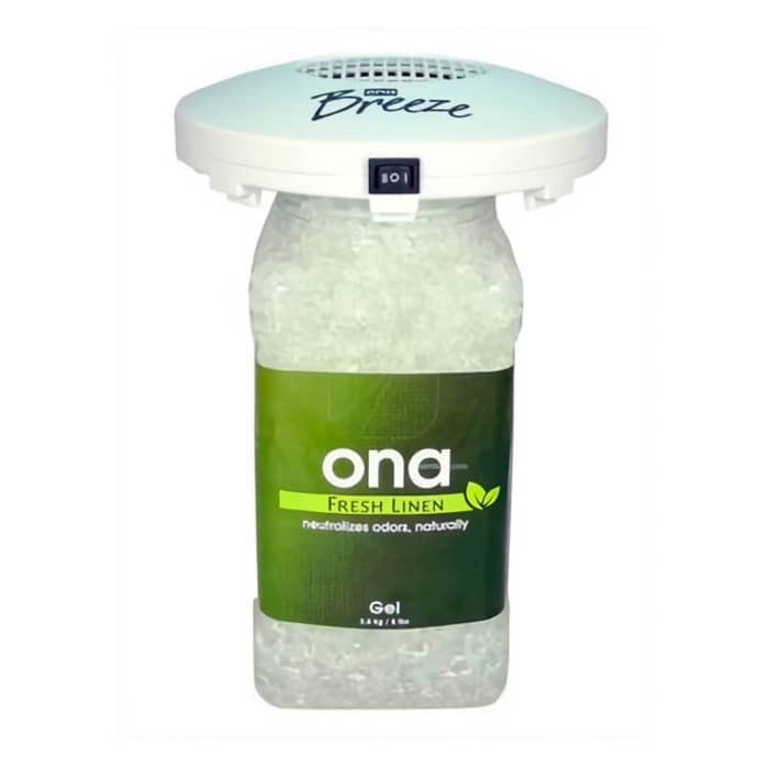 ONA BREEZE FAN - DISPENSADOR DE AMBIENTADORES ONA GEL en envase mediano.