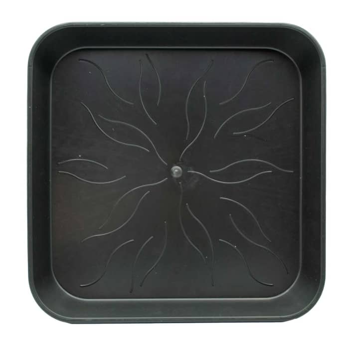 Plato cuadrado negro de 29CM para macetas de hasta 18L