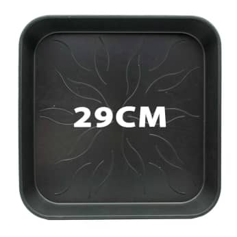 Plato cuadrado negro de 29x29 CM para macetas de hasta 18L