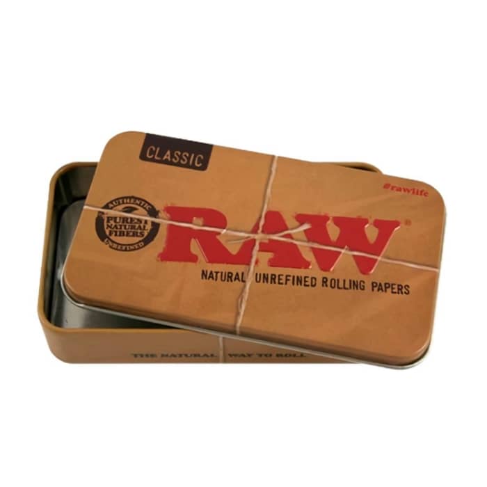 CAJA METAL RAW XL abierta.