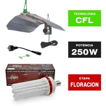 KIT 250W CFL PURELIGHT CON REFLECTOR MAXII (FLORACIÓN)