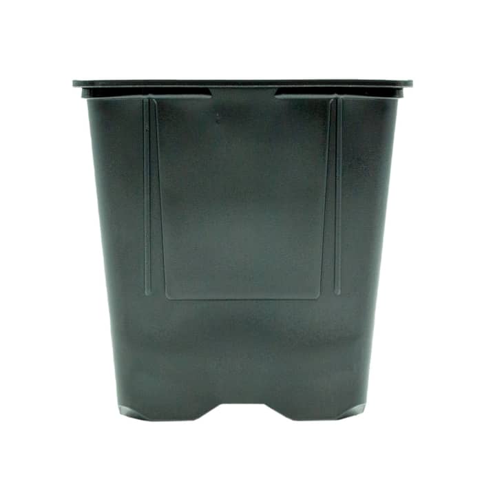 Maceta plástico cuadrada negra 9x9x10 cm y 600ml de capacidad.