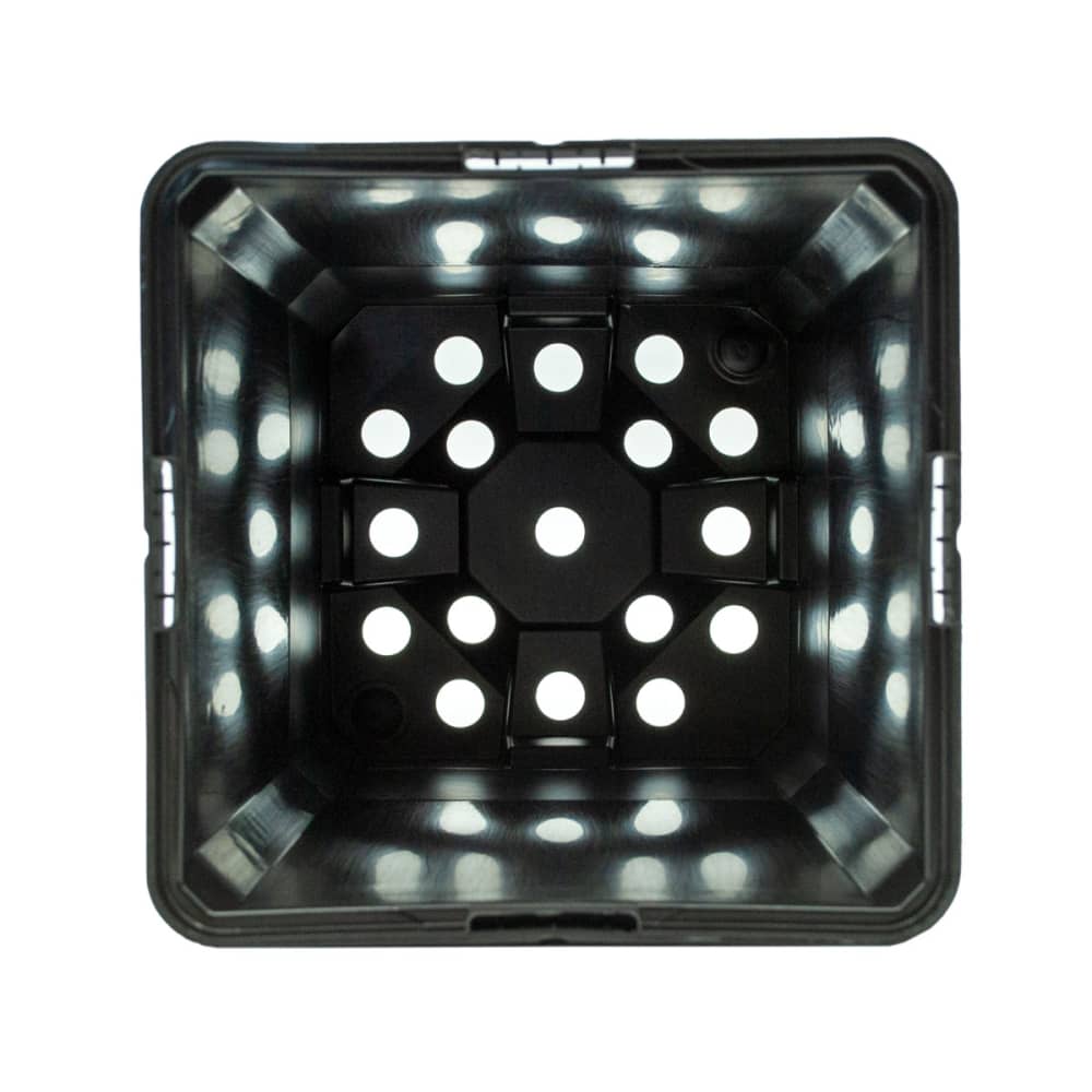 base de la Maceta 13x13x13 cuadrada de plástico negro