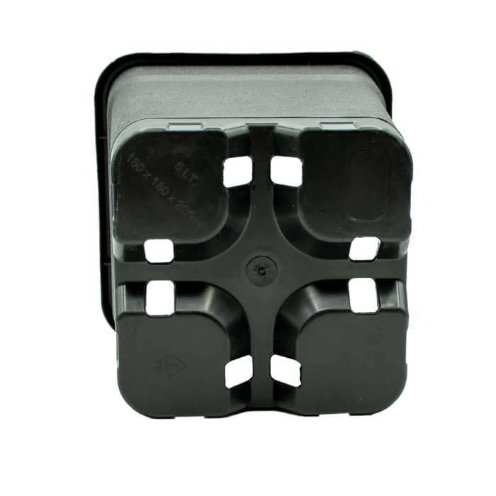 Base de la maceta cuadrada negra de 5L