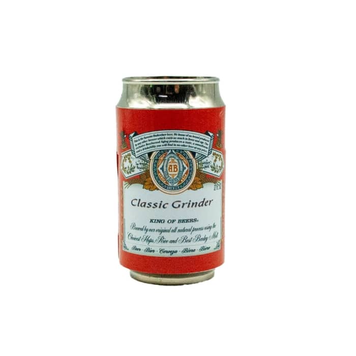 Grinder lata cerveza con polinizador de color rojo