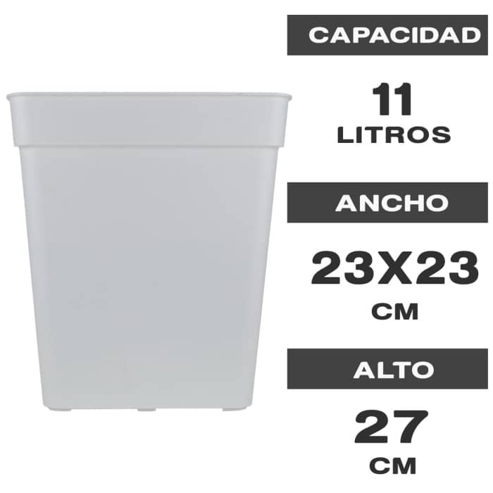 Maceta cuadrada Blanca en medida de 11L características.