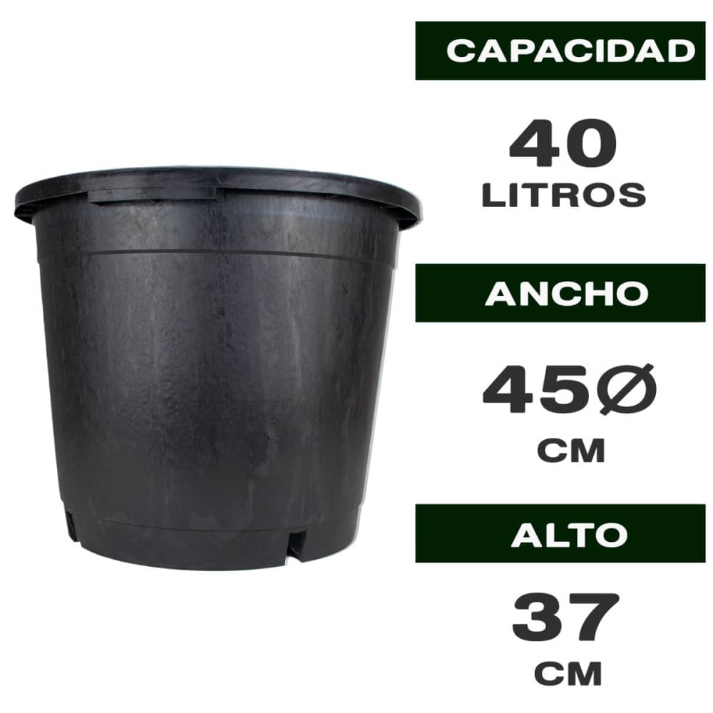 MACETA REDONDA NEGRA 40L Características.